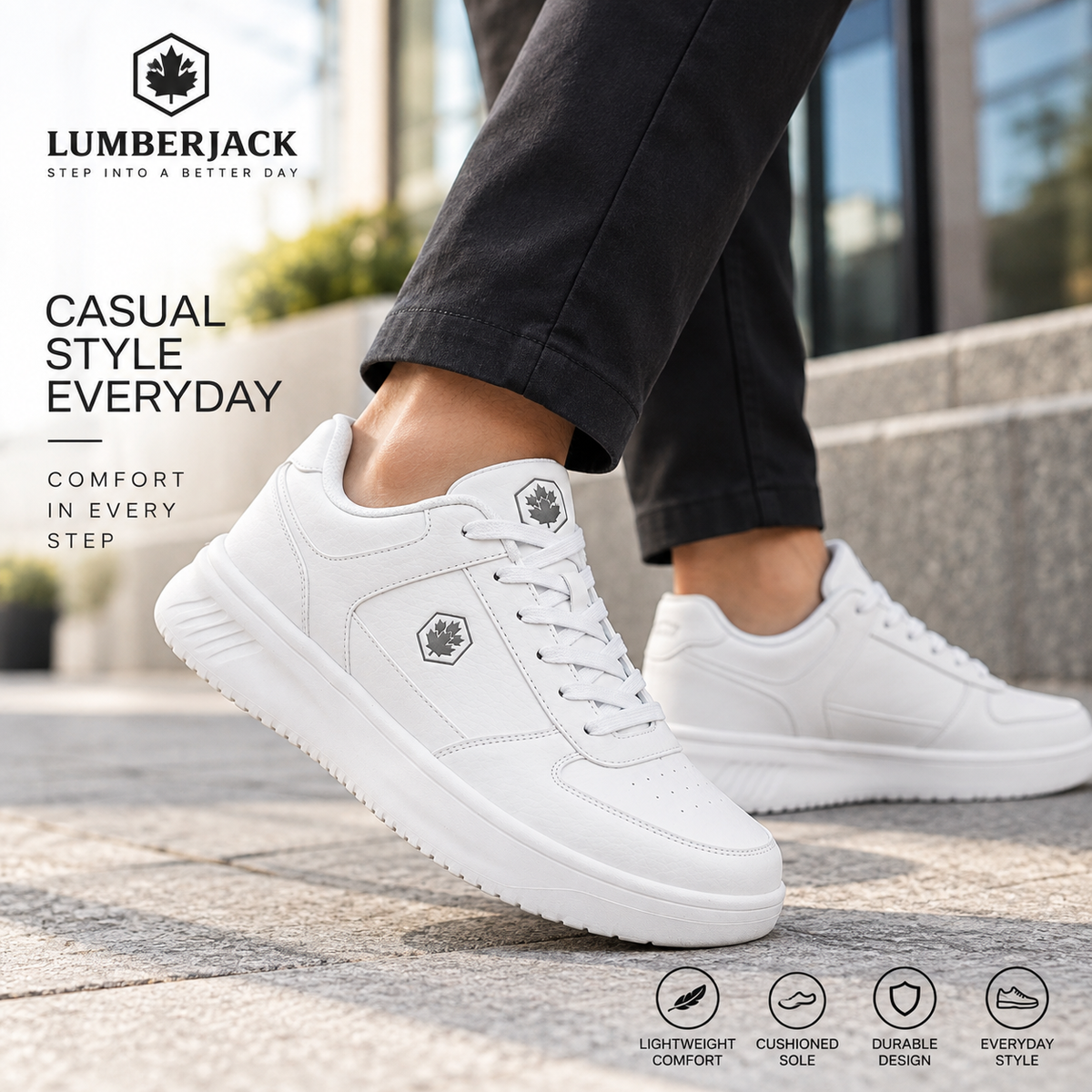 Lumberjack FINIAN Men’s Casual Sneakers – White