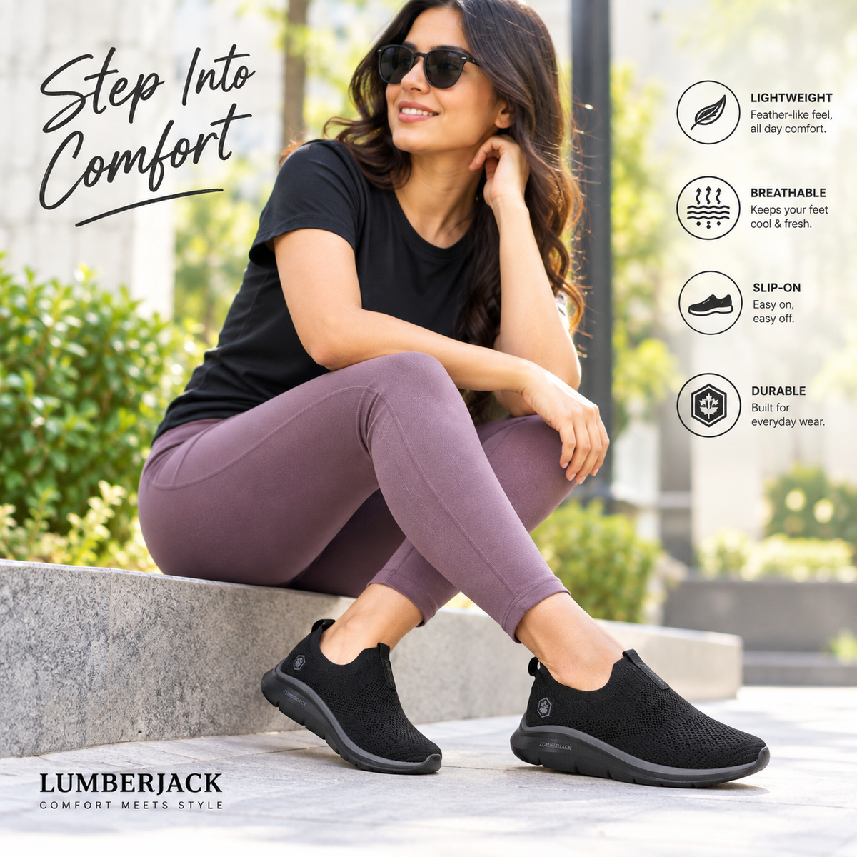Lumberjack Lvory Women's Black Slip-On Sneakers