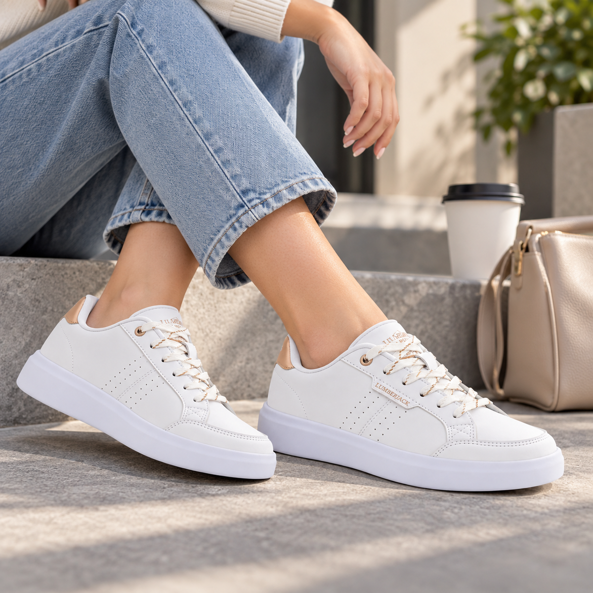 Lumberjack HELENA Women’s Casual Sneakers – White/Rose Gold