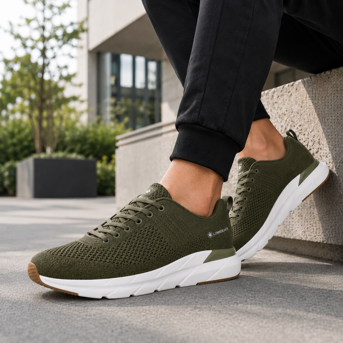Lumberjack CONNECT Men’s Khaki Knitted Sneakers