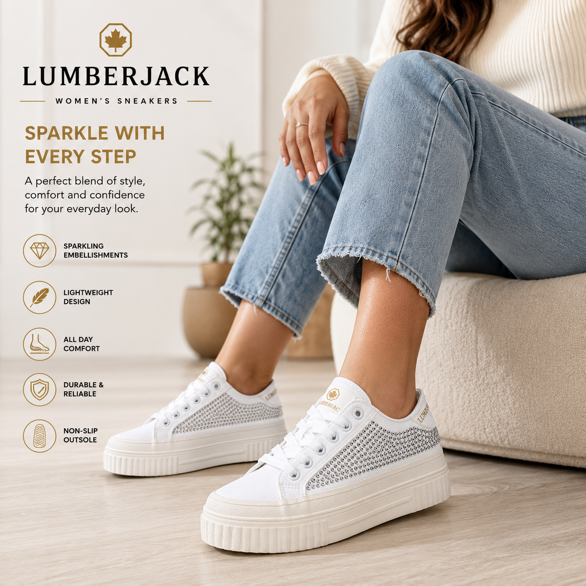 Lumberjack Anya White Women’s Platform Sneakers